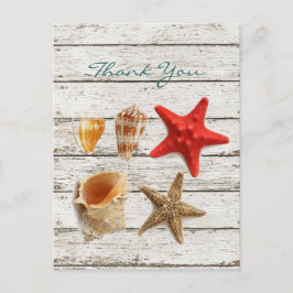 Elegante romantische zeeschelpen strand bruiloft d briefkaart