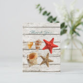 Elegante romantische zeeschelpen strand bruiloft d briefkaart (Staand voorkant)