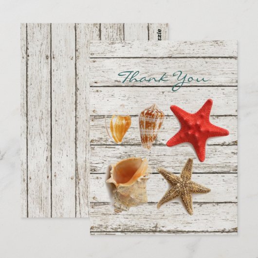 Elegante romantische zeeschelpen strand bruiloft d briefkaart (Voorkant / Achterkant)