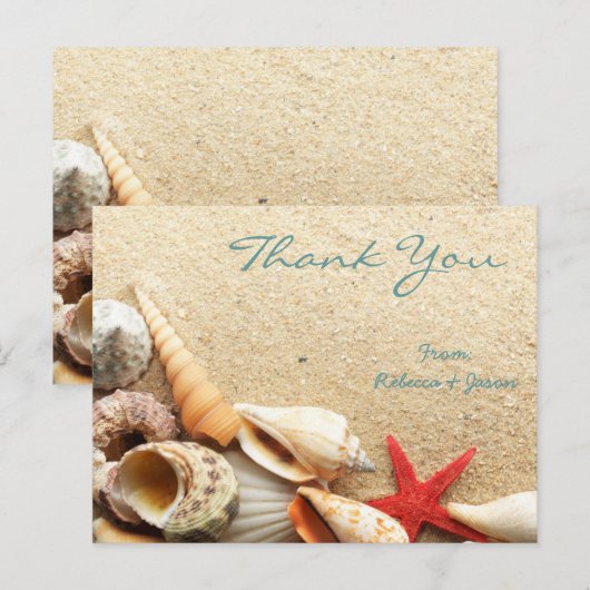 Elegante romantische zeeschelpen strand bruiloft d briefkaart (Voorkant / Achterkant)