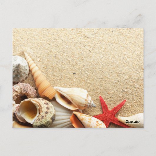 Elegante romantische zeeschelpen strand bruiloft d briefkaart (Achterkant)
