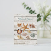 Elegante romantische zeeschelpen strand bruiloft d briefkaart (Staand voorkant)