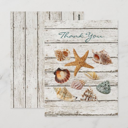 Elegante romantische zeeschelpen strand bruiloft d briefkaart (Voorkant / Achterkant)