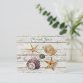 Elegante romantische zeeschelpen strand bruiloft d briefkaart (Staand voorkant)