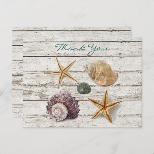 Elegante romantische zeeschelpen strand bruiloft d briefkaart (Voorkant / Achterkant)