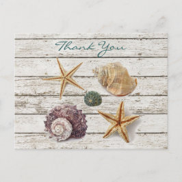 Elegante romantische zeeschelpen strand bruiloft d briefkaart