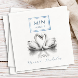 Elegante romantische zwaan bruiloft servetten