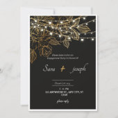 Elegante romantische zwart en gouden bruiloft uitn kaart (Voorkant)