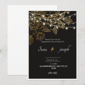 Elegante romantische zwart en gouden bruiloft uitn kaart (Voorkant / Achterkant)