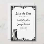 Elegante romantische zwart-wit klassieke bruiloft save the date (Voorkant)