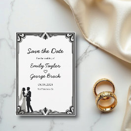 Elegante romantische zwart-wit klassieke bruiloft save the date