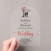 Elegante romantische zwart-wit koppel bruiloft acryl uitnodigingen (Insitu (Draagbaar))