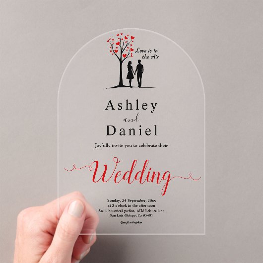 Elegante romantische zwart-wit koppel bruiloft acryl uitnodigingen (Insitu (Draagbaar))