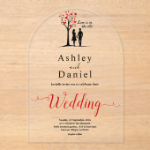 Elegante romantische zwart-wit koppel bruiloft acryl uitnodigingen (Voorkant)