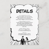 Elegante romantische zwart-wit stripboek bruiloft informatiekaartje (Voorkant)