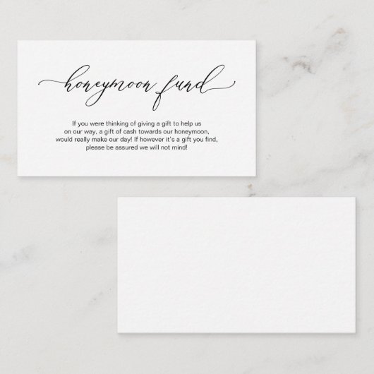 Elegante Romantische, Zwarte, Trouwfonds voor Hone Informatiekaartje (Voorkant / Achterkant)