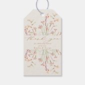 Elegante romige charme wilde bloem bruiloft cadeaulabel (Voorkant)