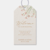 Elegante romige charme wilde bloem bruiloft welkom cadeaulabel (Voorkant)