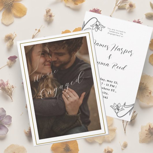 Elegante romige moderne foto floral kaart