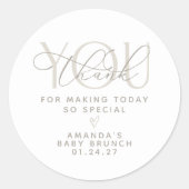 Elegante romige neutrale dank u ronde sticker (Voorkant)