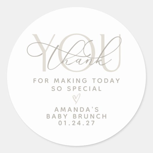 Elegante romige neutrale dank u ronde sticker (Voorkant)
