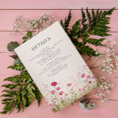 Elegante romige wilde bloem bruiloft informatiekaartje