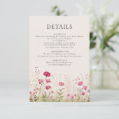 Elegante romige wilde bloem bruiloft informatiekaartje (Staand voorkant)