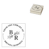 Elegante ronde Botanische Initialen Bibliotheek Bo Rubberstempel (Gestempeld)