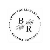 Elegante ronde Botanische Initialen Bibliotheek Bo Rubberstempel (Afrduk)