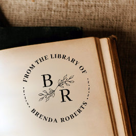 Elegante ronde Botanische Initialen Bibliotheek Bo Rubberstempel