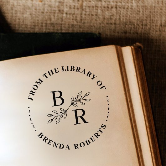 Elegante ronde Botanische Initialen Bibliotheek Bo Zelfinktende Stempel