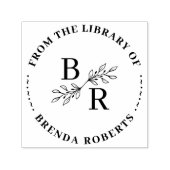 Elegante ronde Botanische Initialen Bibliotheek Bo Zelfinktende Stempel (Design)