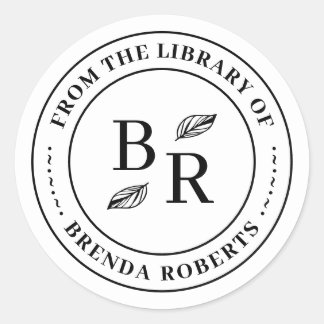 Elegante ronde botanische Initialen persoonlijke b Ronde Sticker