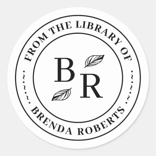 Elegante ronde botanische Initialen persoonlijke b Sticker (Voorkant)