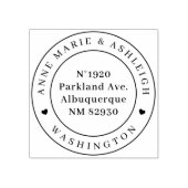Elegante ronde hart bruiloft namen retour adres rubberstempel (Afrduk)