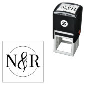 Elegante ronde huwelijksmonogram met ampersand  zelfinktende stempel (In situ)