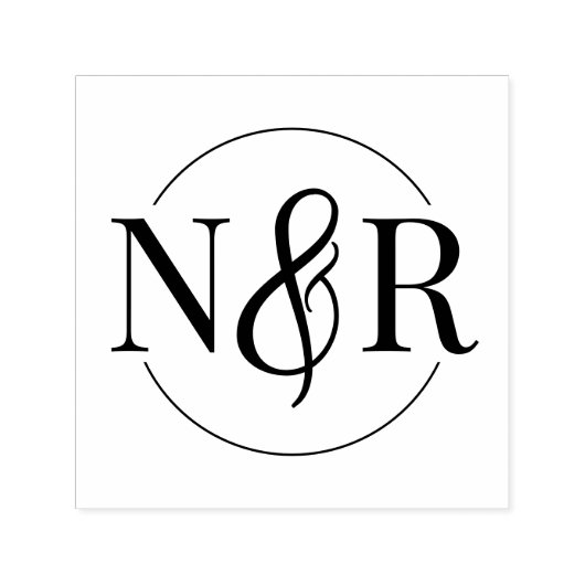 Elegante ronde huwelijksmonogram met ampersand  zelfinktende stempel (Design)