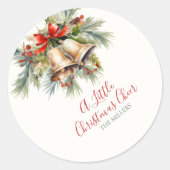 Elegante ronde Kerst stickers |Rood, Groen, Goud (Voorkant)