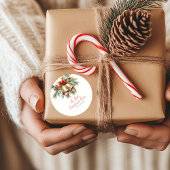 Elegante ronde Kerst stickers |Rood, Groen, Goud