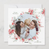 Elegante Ronde Krans Kerstmis Winter Photo Square Feestdagenkaart (Achterkant)