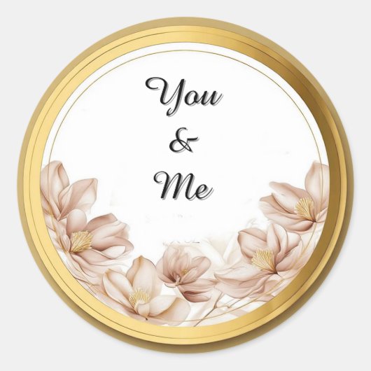 Elegante ronde lijst met bloemaccenten sticker (Voorkant)