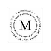 Elegante Ronde Monogram Achternaam Retouradres Rubberstempel (Afrduk)