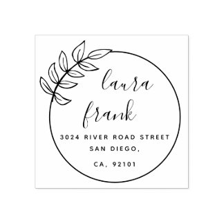 Elegante ronde paar namen bruiloft retour adres rubberstempel