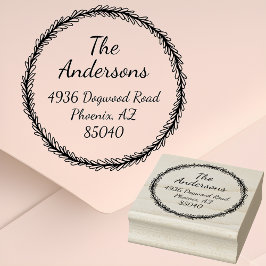 Elegante Ronde Retouradres Houten Stempel