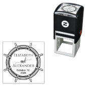 Elegante Ronde Scheepswiel Lijst Namen Datum Bruil Zelfinktende Stempel (In situ)