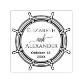 Elegante Ronde Scheepswiel Lijst Namen Datum Bruil Zelfinktende Stempel (Design)