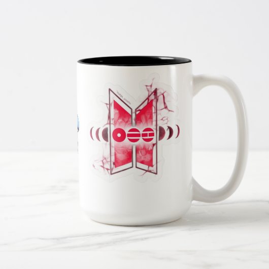 Elegante Rood Abstract Ontwerp Mok | Moderne Esthe (Rechts)