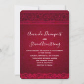 Elegante Rood Abstract Trouwfeest Kaart (Voorkant)
