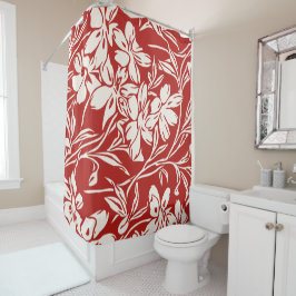 Elegante Rood Abstracte Bloem Illustratie Patroon Douchegordijn