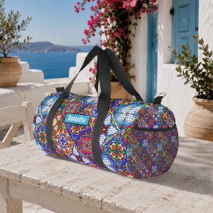 Elegante Rood Blauw Paars Talavera Tegelpatroon Plunjezak